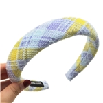 bright silk chenille woolen woven plaid high cranial hairband