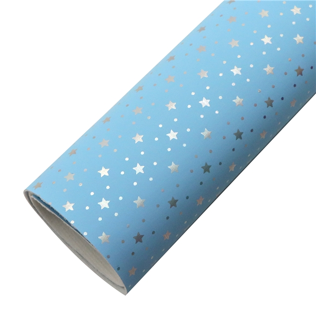 synthetic leather laser silver hot stamping star faux leather 