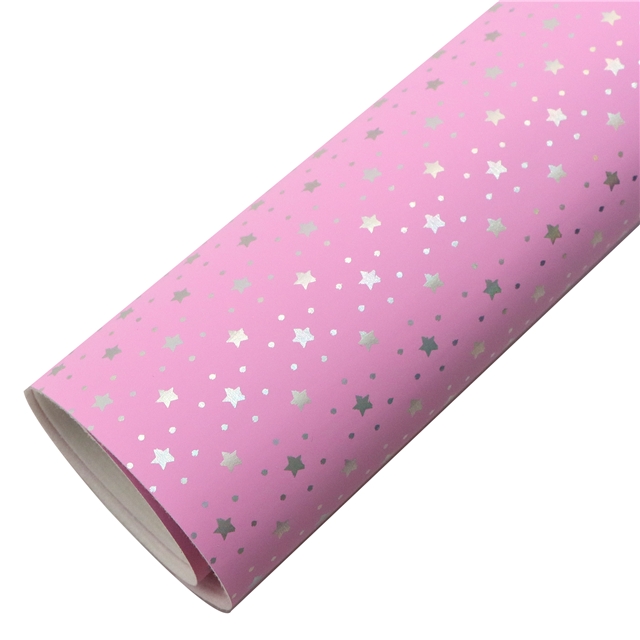 synthetic leather laser silver hot stamping star faux leather 