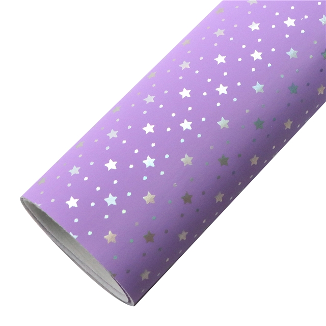 synthetic leather laser silver hot stamping star faux leather 