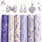 purple lavender series smooth self printed faux leather set (6 pcs/set)