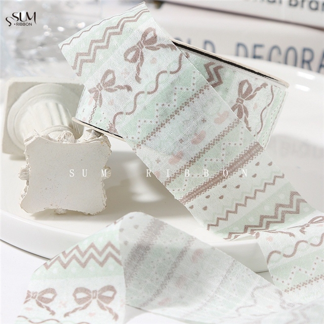 wave bow printed ribbon