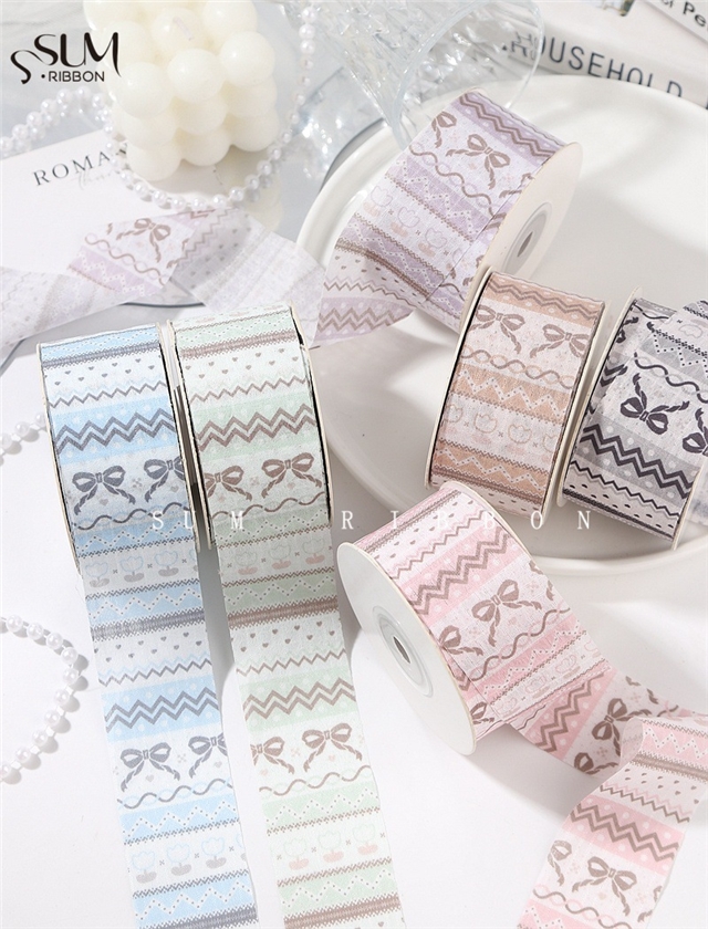 wave bow printed ribbon