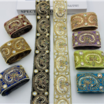 4.5cm ethnic style sequin gold strand embroidery lace