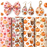 autumn series smooth self printed faux leather set (4 pcs/set)