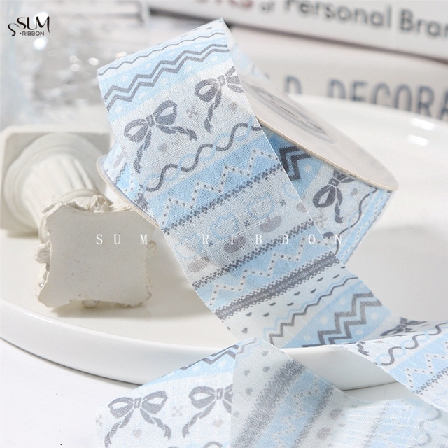 wave bow printed ribbon