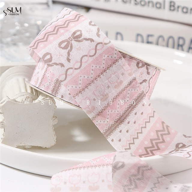 wave bow printed ribbon