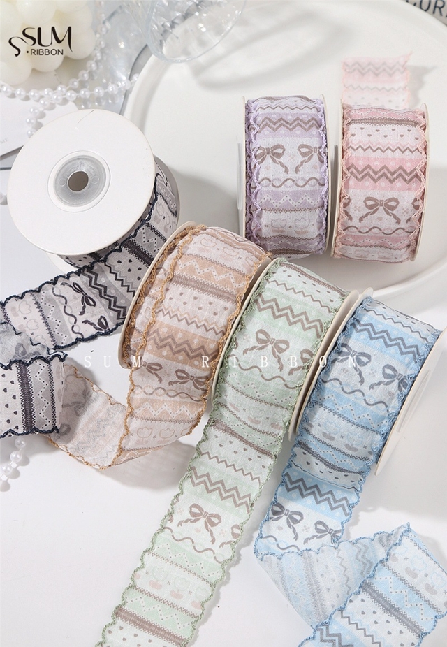 wave patterned flower bow moon ribbo