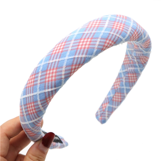velvet checkered high cranial hairband