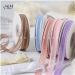 1.2cm macaron colored double-sided wavy lace striped ribbon