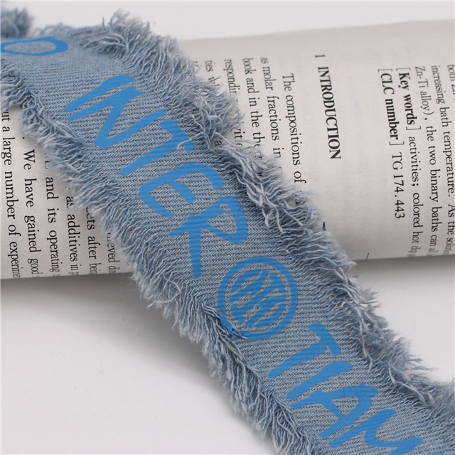 single sided letter denim fabric burrs ribbon(1.7 yards/roll)