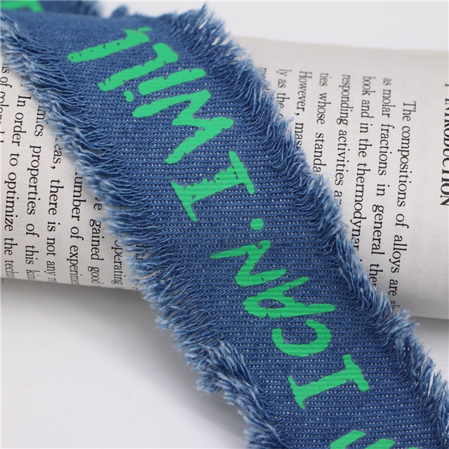 single sided letter denim fabric burrs ribbon(1.7 yards/roll)