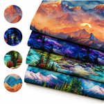 mountains and waters series polyester cotton fabric set (4 pcs/set)