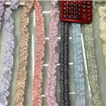 striped hook edge pleated lace