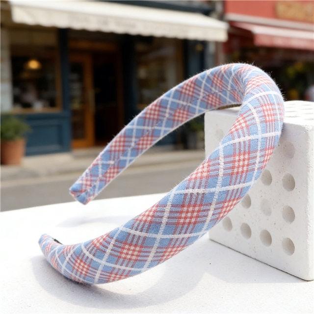 velvet checkered high cranial hairband