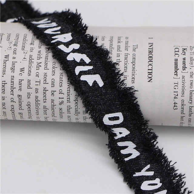 single sided letter denim fabric burrs ribbon(1.7 yards/roll)