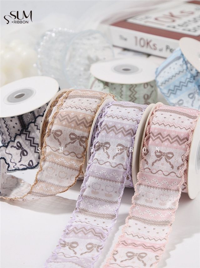 wave patterned flower bow moon ribbo