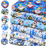 christmas series polyester cotton fabric set (6 pcs/set)