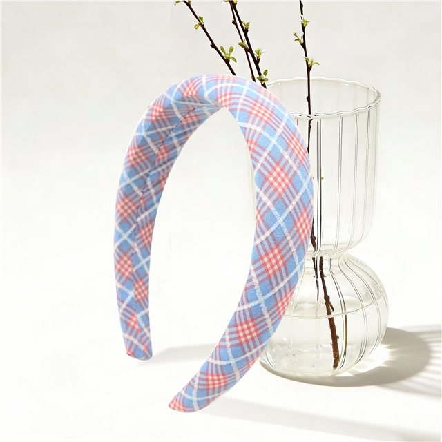 velvet checkered high cranial hairband