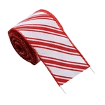 50mm red and white striped linen iron wire ribbon