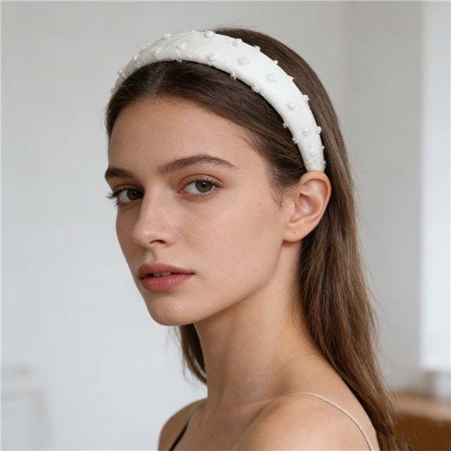 colourful gold hot stamping wool edge dot high cranial hairband