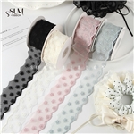 4cm single sided embroiderywavy edges mesh lace ribbon