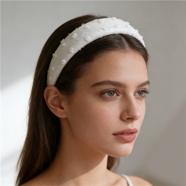 colourful gold hot stamping wool edge dot high cranial hairband