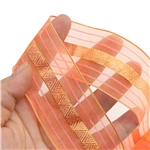 40mm golden striped chiffon ribbon