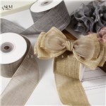 plain linen-style plaid chiffon ribbon
