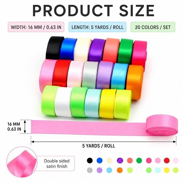 5/8" 16mm double side satin 16mm(5/8