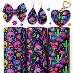 color halloween series smooth self printed faux leather set (3 pcs/set)