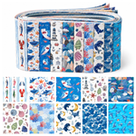 marine animals series 100％ cotton sliced fabric set (10 styles/set,each size:6.3*50cm)