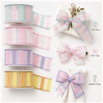 gold and silver wire colorful striped organza ribbon