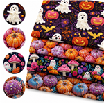 imitation embroidery halloween series polyester cotton fabric set (4 pcs/set)