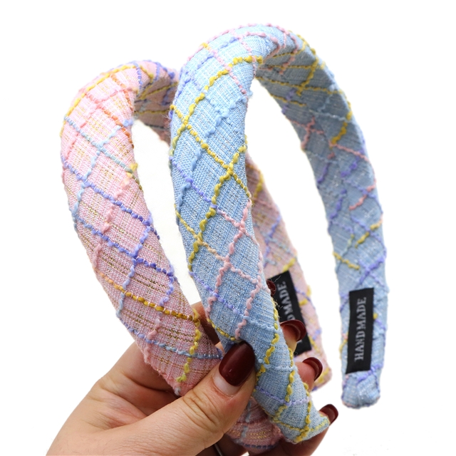 weaving plaid small fragrant high cranial hairband