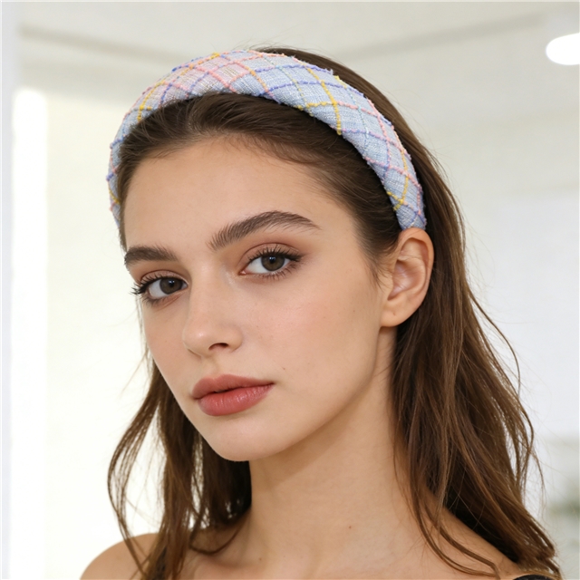 weaving plaid small fragrant high cranial hairband