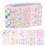 checkered flower mushroom series polyester cotton sliced fabric set (10 styles/set,each size:6.3*50cm)