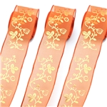 41mm gold foil chiffon ribbon with wire edge