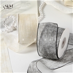 Silver stripe dyed chiffon ribbon