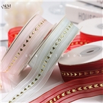 golden thread embroidery heart jacquard snow gauze belt