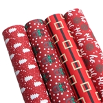 christmas series all printed cross pattern faux leather set (4 pcs/set)