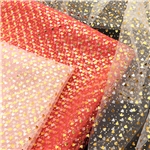 gold hot stamping heart mesh fabric