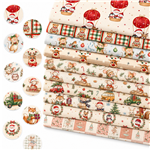 christmas animal series polyester cotton sliced fabric set (10 pcs/set)