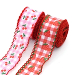 38mm strawberry cherry fine linen double layer two-color hook ribbon