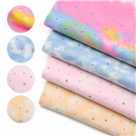 20*20cm hot pressed silver rhinestone tie dye denim fabric set (4 pcs/set)