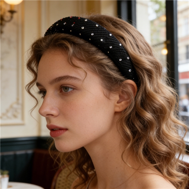 hot color diamond wrinkled stripes high cranial hairband