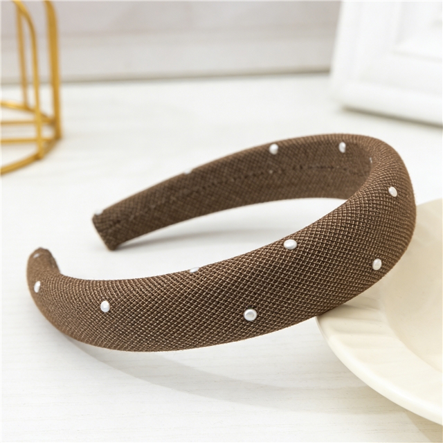 paste semi-circular bead checkered high cranial hairband