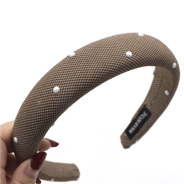 paste semi-circular bead checkered high cranial hairband