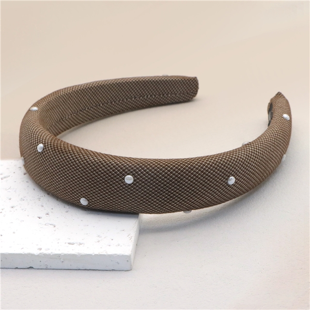 paste semi-circular bead checkered high cranial hairband
