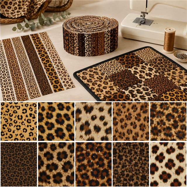 leopard series sliced fabric set (10 styles/set,each size:6.3*50cm(2-1/2*19.7